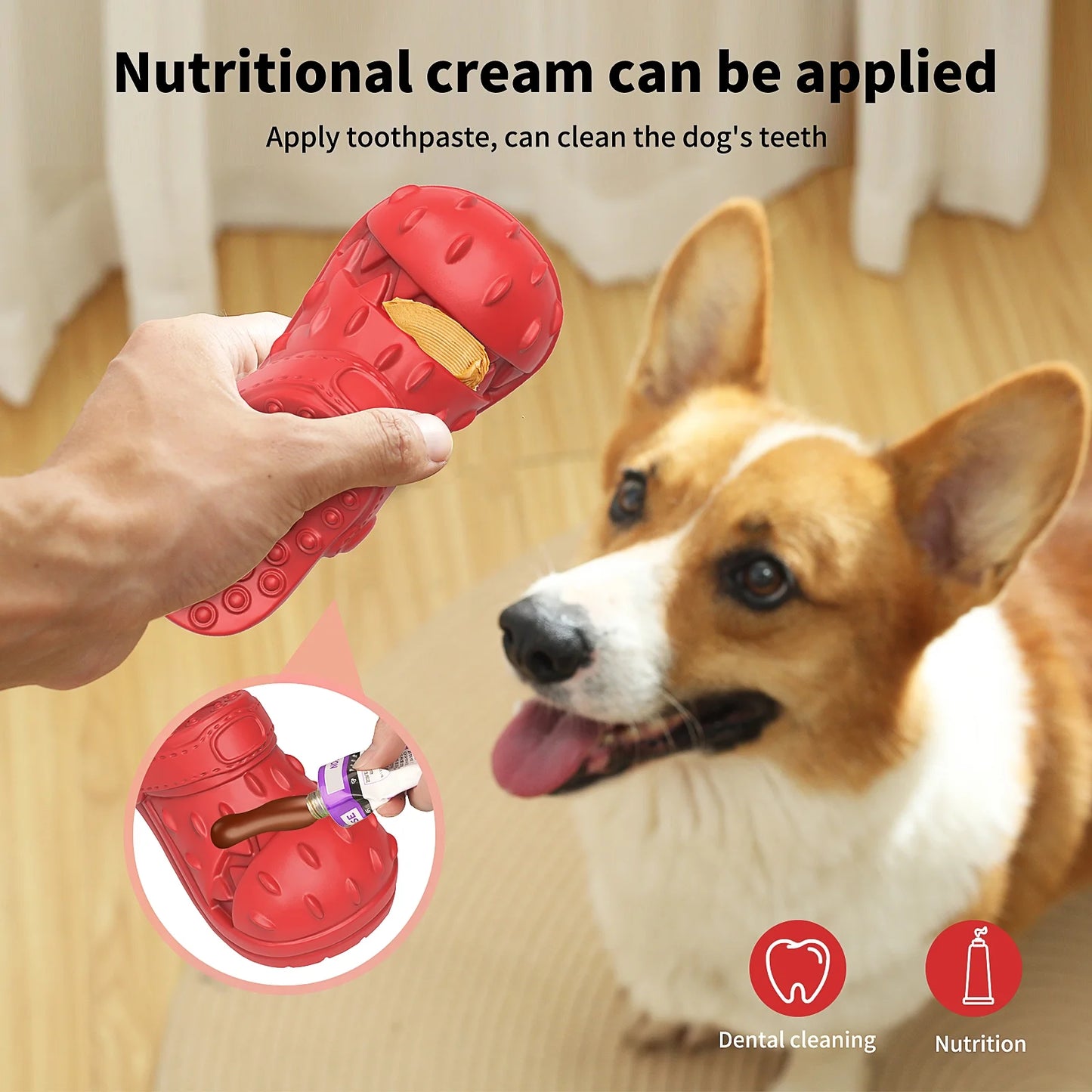 Premium Large Dog Chew Toy for Aggressive Chewers - 100% Safe Natural Soft Rubber Infused with Beef Flavor