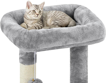 34-Inch Plush Cat Tree with Condo, Platform, and Basket for Indoor Kittens - Premium Cat Furniture Activity Tower