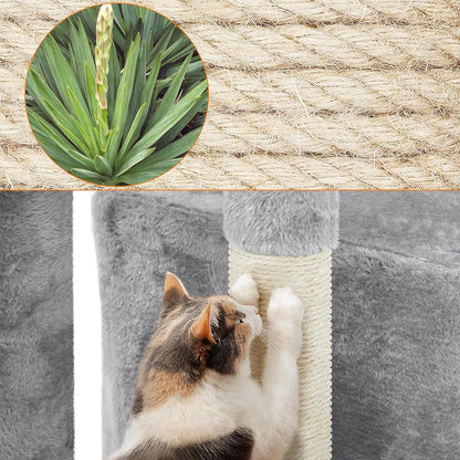 34-Inch Plush Cat Tree with Condo, Platform, and Basket for Indoor Kittens - Premium Cat Furniture Activity Tower