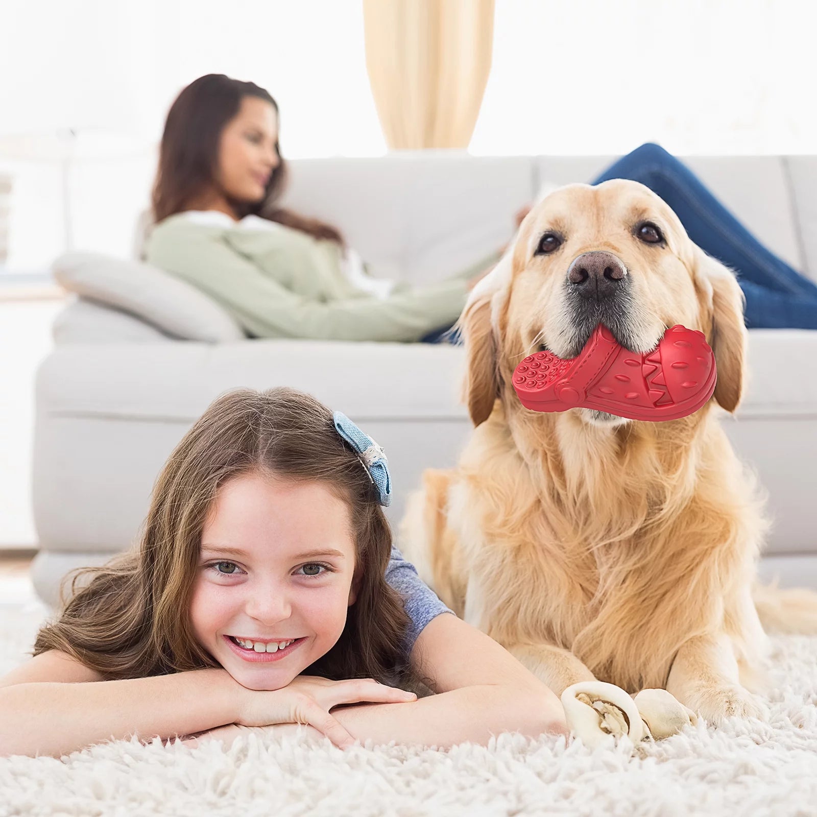 Premium Large Dog Chew Toy for Aggressive Chewers - 100% Safe Natural Soft Rubber Infused with Beef Flavor