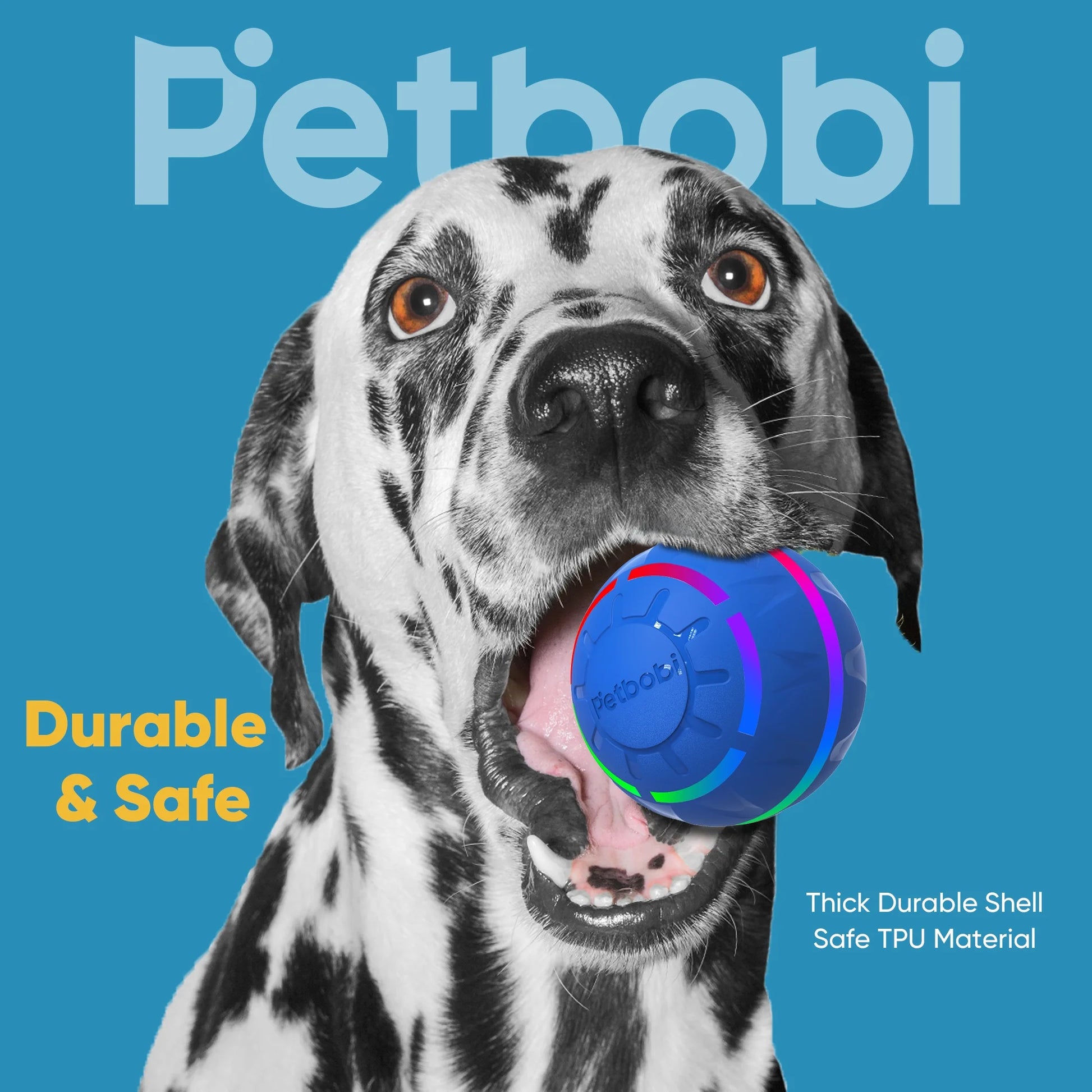 Interactive LED Dog Ball - USB Rechargeable Active Rolling Toy for Medium to Large Dogs, Blue