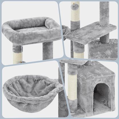 34-Inch Plush Cat Tree with Condo, Platform, and Basket for Indoor Kittens - Premium Cat Furniture Activity Tower