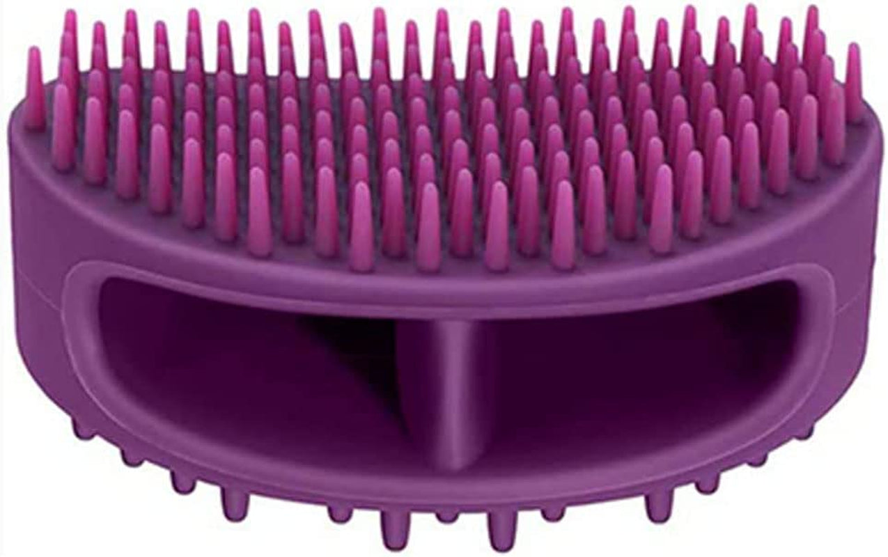 Premium Silicone Grooming Brush for Dogs and Cats - Multi-Functional Bath and Massage Tool for All Coat Types - Purple Shedding Slicker Brush
