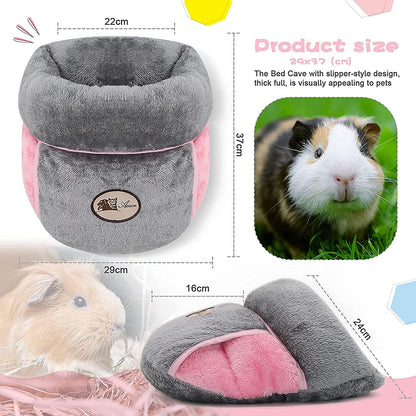Cozy Fleece Cuddle Cave Bed for Small Animals - Guinea Pig, Squirrel, Chinchilla, Rabbit, Hedgehog Cage Accessories (Grey)