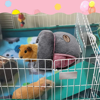 Cozy Fleece Cuddle Cave Bed for Small Animals - Guinea Pig, Squirrel, Chinchilla, Rabbit, Hedgehog Cage Accessories (Grey)