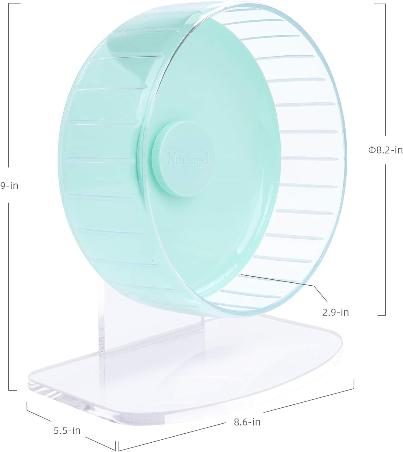 Premium Silent Hamster Exercise Wheel: Adjustable Stand Quiet Spinner for Hamsters, Gerbils, Mice, and Other Small Animals (Size S, Mint Green)