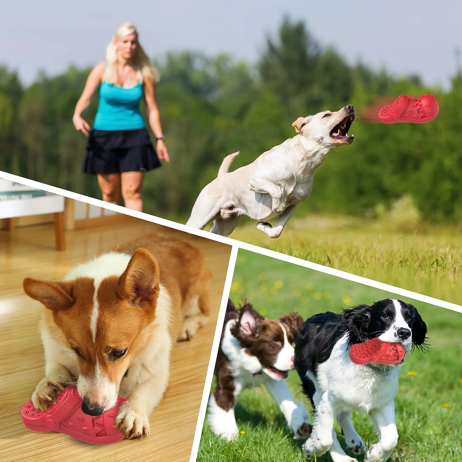 Premium Large Dog Chew Toy for Aggressive Chewers - 100% Safe Natural Soft Rubber Infused with Beef Flavor