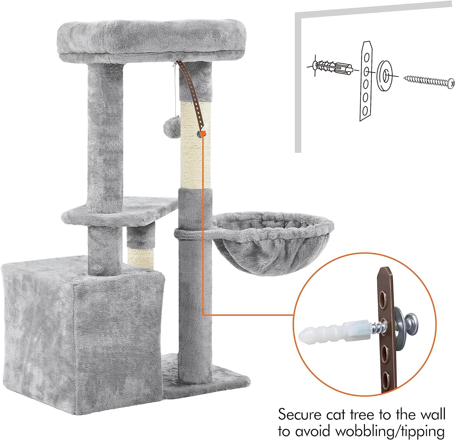 34-Inch Plush Cat Tree with Condo, Platform, and Basket for Indoor Kittens - Premium Cat Furniture Activity Tower