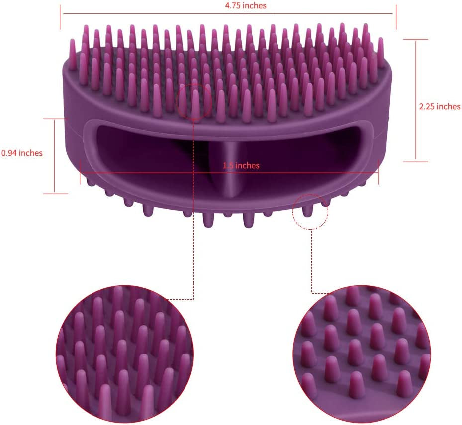 Premium Silicone Grooming Brush for Dogs and Cats - Multi-Functional Bath and Massage Tool for All Coat Types - Purple Shedding Slicker Brush