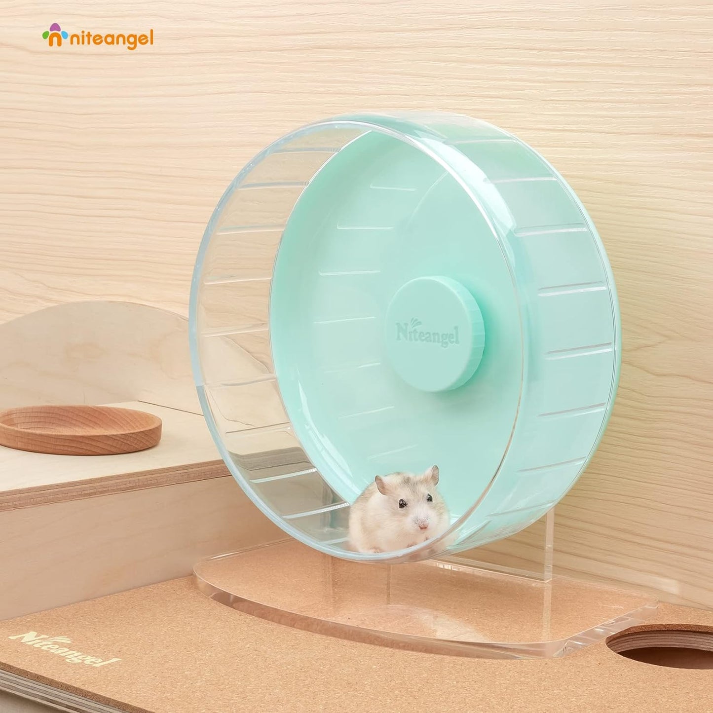 Premium Silent Hamster Exercise Wheel: Adjustable Stand Quiet Spinner for Hamsters, Gerbils, Mice, and Other Small Animals (Size S, Mint Green)