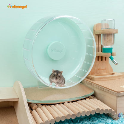 Premium Silent Hamster Exercise Wheel: Adjustable Stand Quiet Spinner for Hamsters, Gerbils, Mice, and Other Small Animals (Size S, Mint Green)