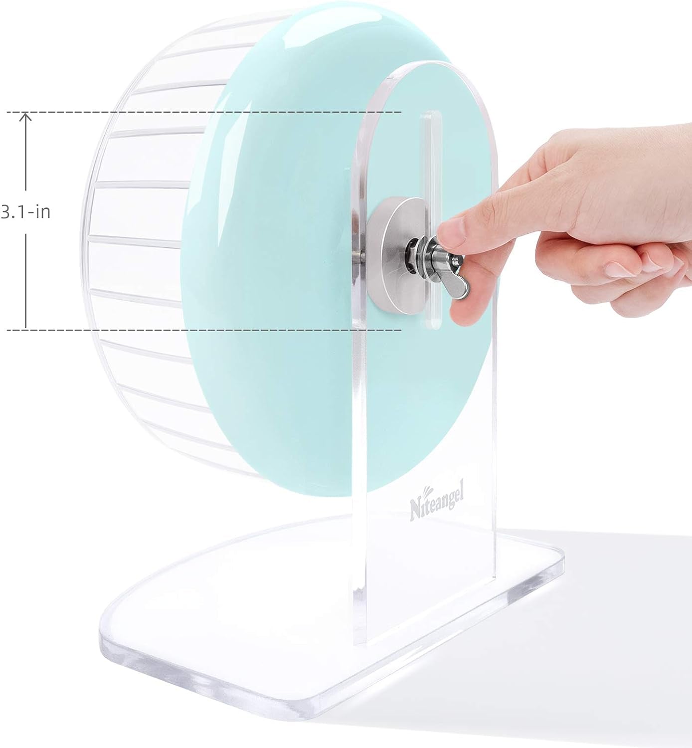 Premium Silent Hamster Exercise Wheel: Adjustable Stand Quiet Spinner for Hamsters, Gerbils, Mice, and Other Small Animals (Size S, Mint Green)