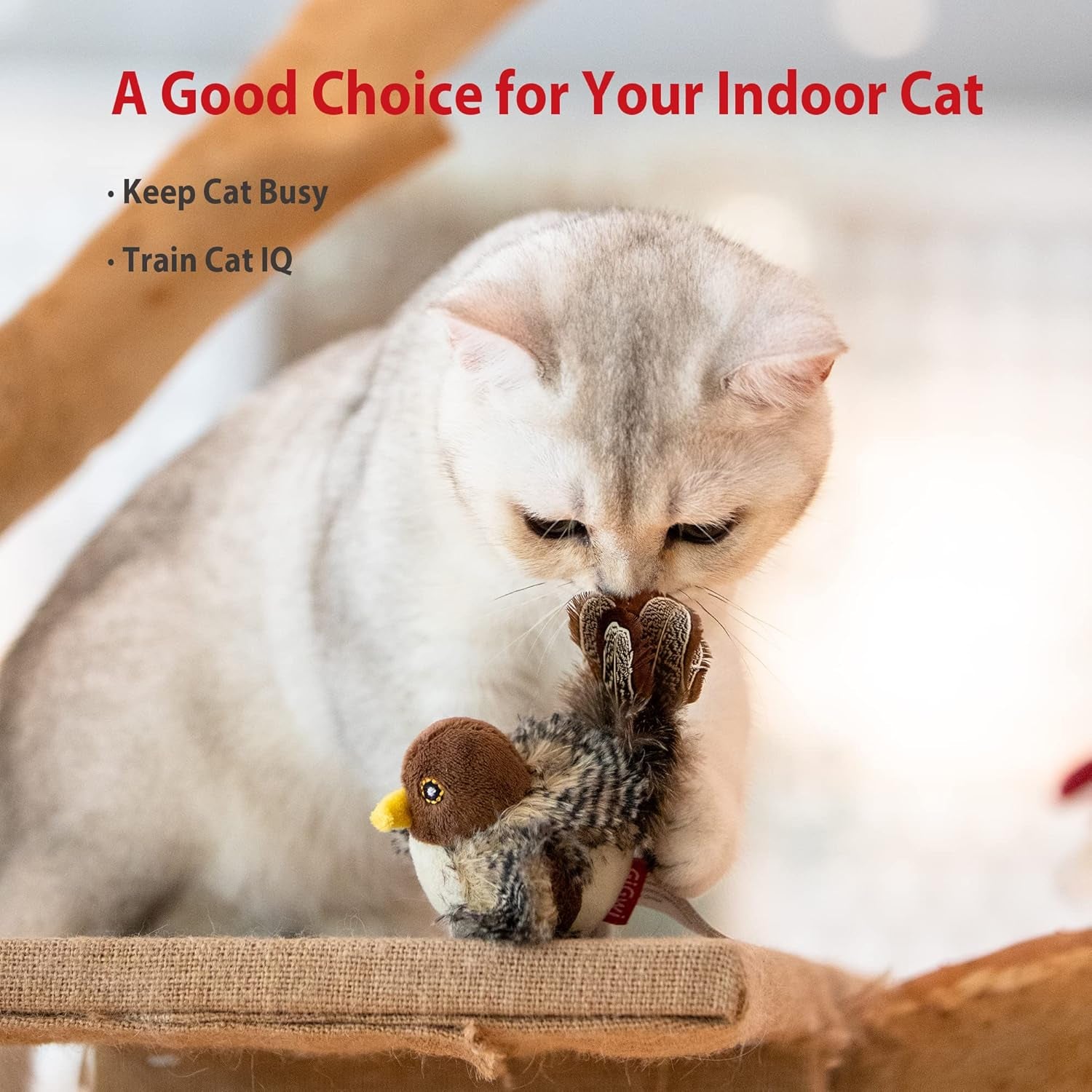 Interactive Motion-Activated Chirping Bird Cat Toy Set for Indoor Cats of All Breeds