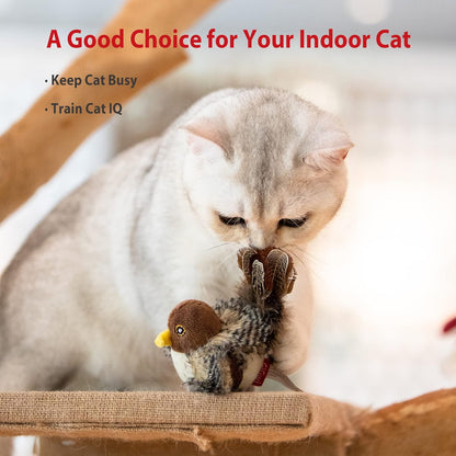 Interactive Motion-Activated Chirping Bird Cat Toy Set for Indoor Cats of All Breeds