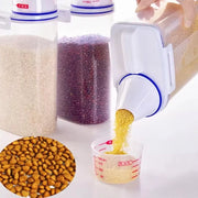 1.5kg/2kg Dog Cat Food Pail Plastic Storage Tank with Measuring Cup Container Moisture-proof Sealed Jar Pet Supplies Accessories