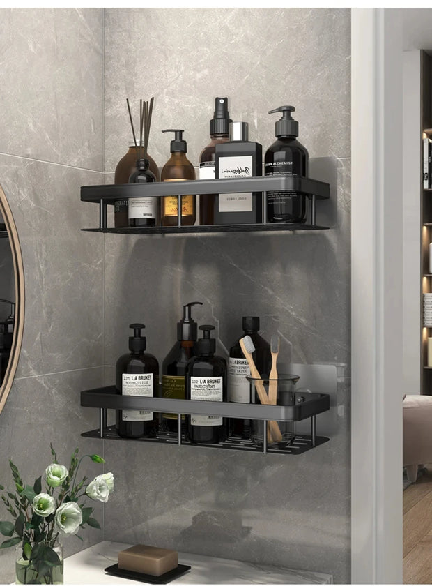 Bathroom Shelf Kitchen Storage Organizer Aluminum Alloy Shampoo Rack Shower Shelf Bathroom Accessories No Drill Shelf