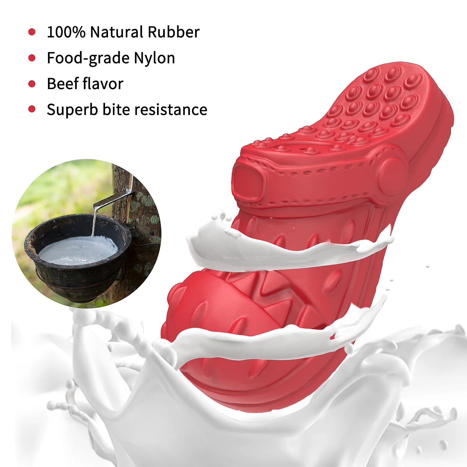 Premium Large Dog Chew Toy for Aggressive Chewers - 100% Safe Natural Soft Rubber Infused with Beef Flavor