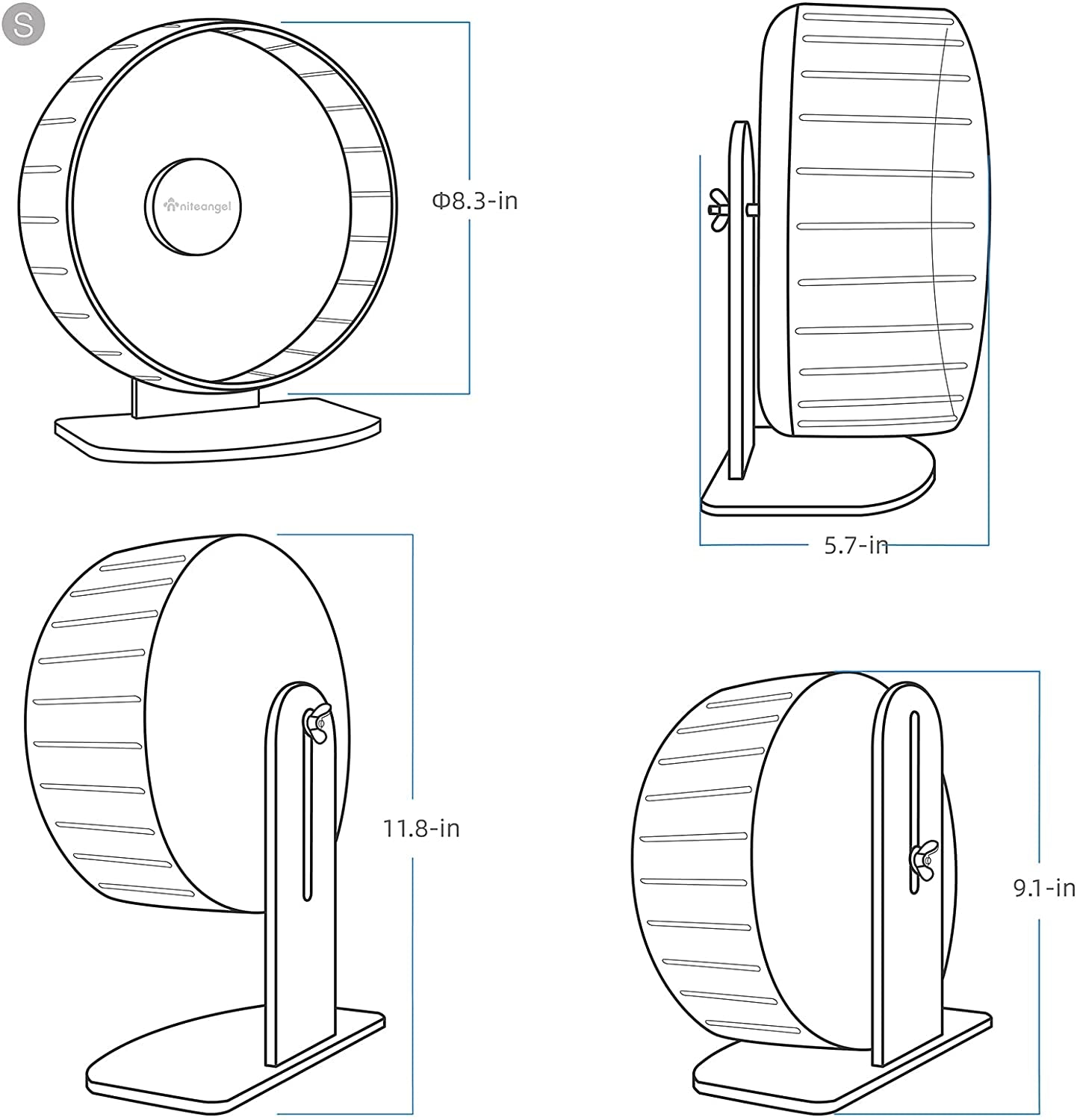 Premium Silent Hamster Exercise Wheel: Adjustable Stand Quiet Spinner for Hamsters, Gerbils, Mice, and Other Small Animals (Size S, Mint Green)