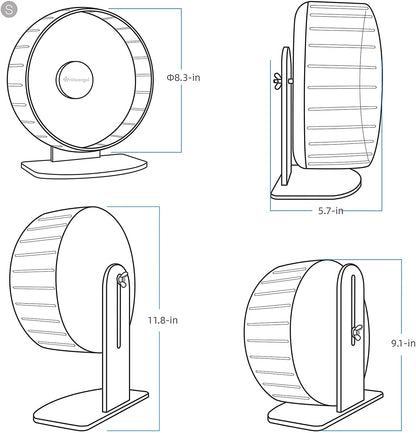 Premium Silent Hamster Exercise Wheel: Adjustable Stand Quiet Spinner for Hamsters, Gerbils, Mice, and Other Small Animals (Size S, Mint Green)