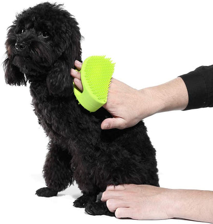 Premium Silicone Grooming Brush for Dogs and Cats - Multi-Functional Bath and Massage Tool for All Coat Types - Purple Shedding Slicker Brush