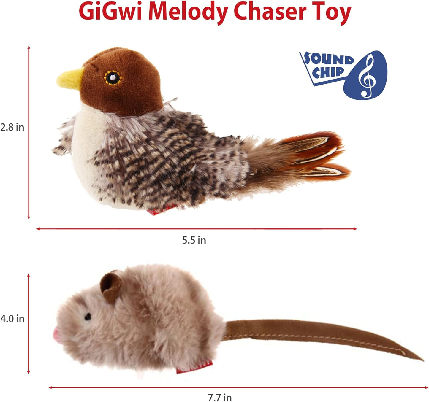Interactive Motion-Activated Chirping Bird Cat Toy Set for Indoor Cats of All Breeds