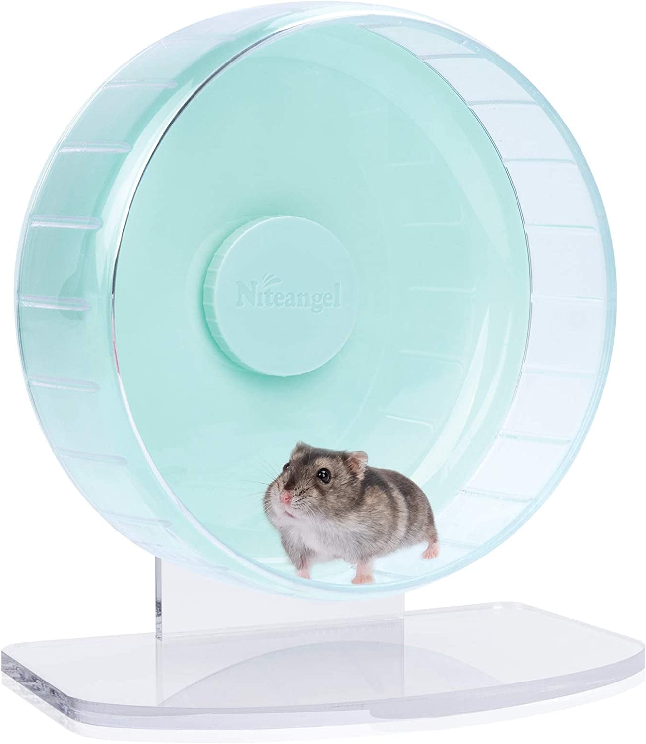 Premium Silent Hamster Exercise Wheel: Adjustable Stand Quiet Spinner for Hamsters, Gerbils, Mice, and Other Small Animals (Size S, Mint Green)